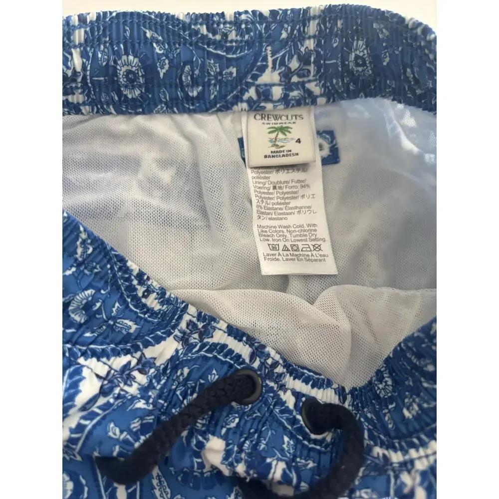 J.Crew Crewcuts Swim Trunks - Boys Size 4 Blue Paisley
